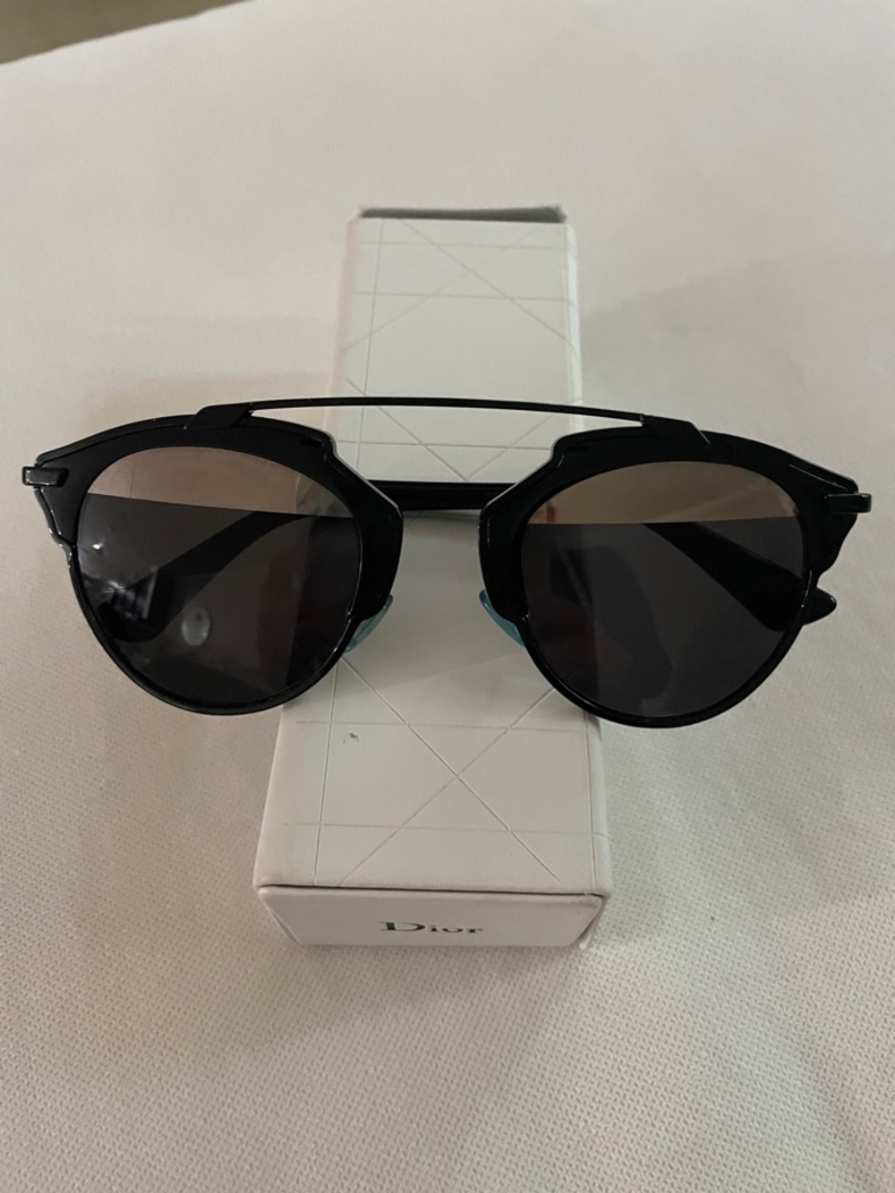 Dior Black Round Frame Sunglasses with Dark Lenses